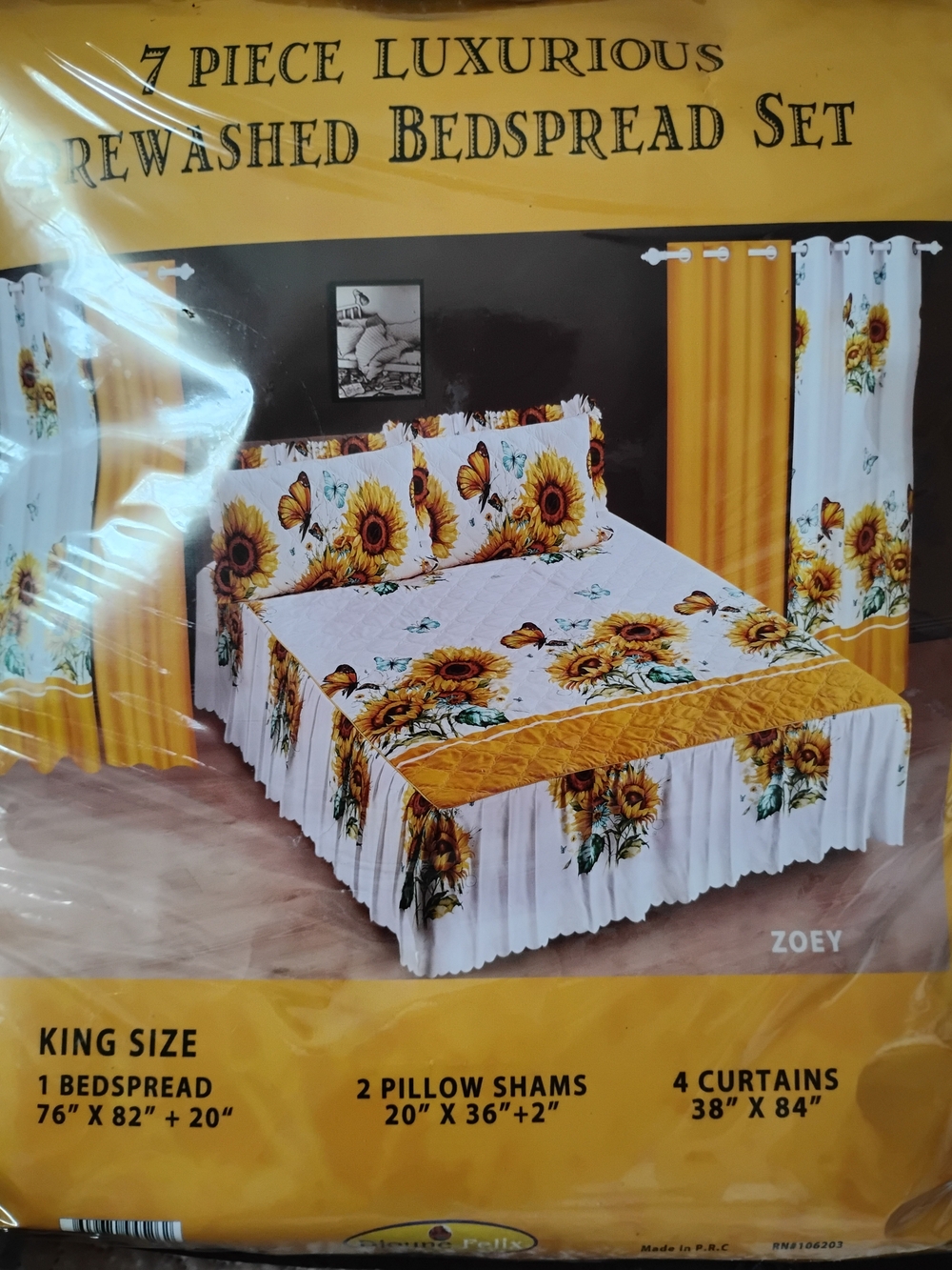 Sunflower King-Size Bedspread Set - Yellow and White